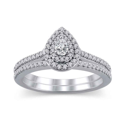 True Promise 5/8 ct. tw. Pear Diamond Wedding Set in 10K White Gold