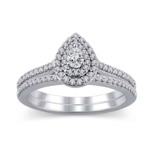 True Promise 5/8 ct. tw. Pear Diamond Wedding Set in 10K White Gold