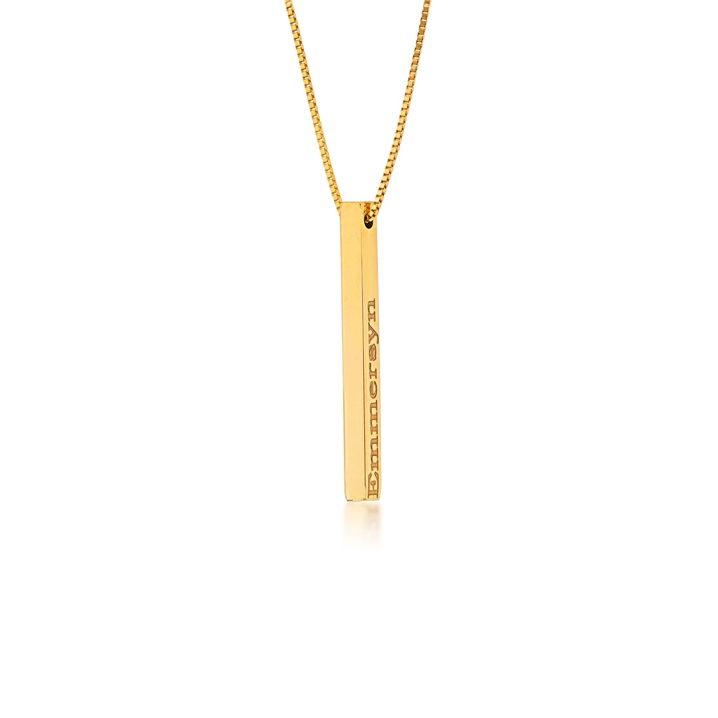 18-inch Engraveable Sliding Vertical Bar Fashion Pendant in 10K Yellow Gold