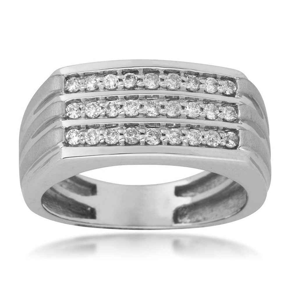 Mens Diamond Ring in 10K White Gold