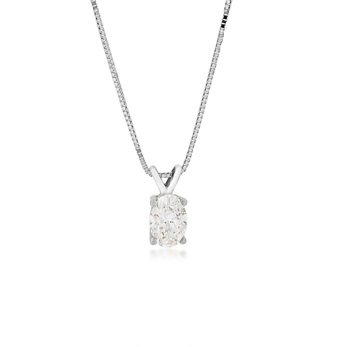 7/8 ct. tw. Oval Diamond Solitaire Pendant in 14K White Gold