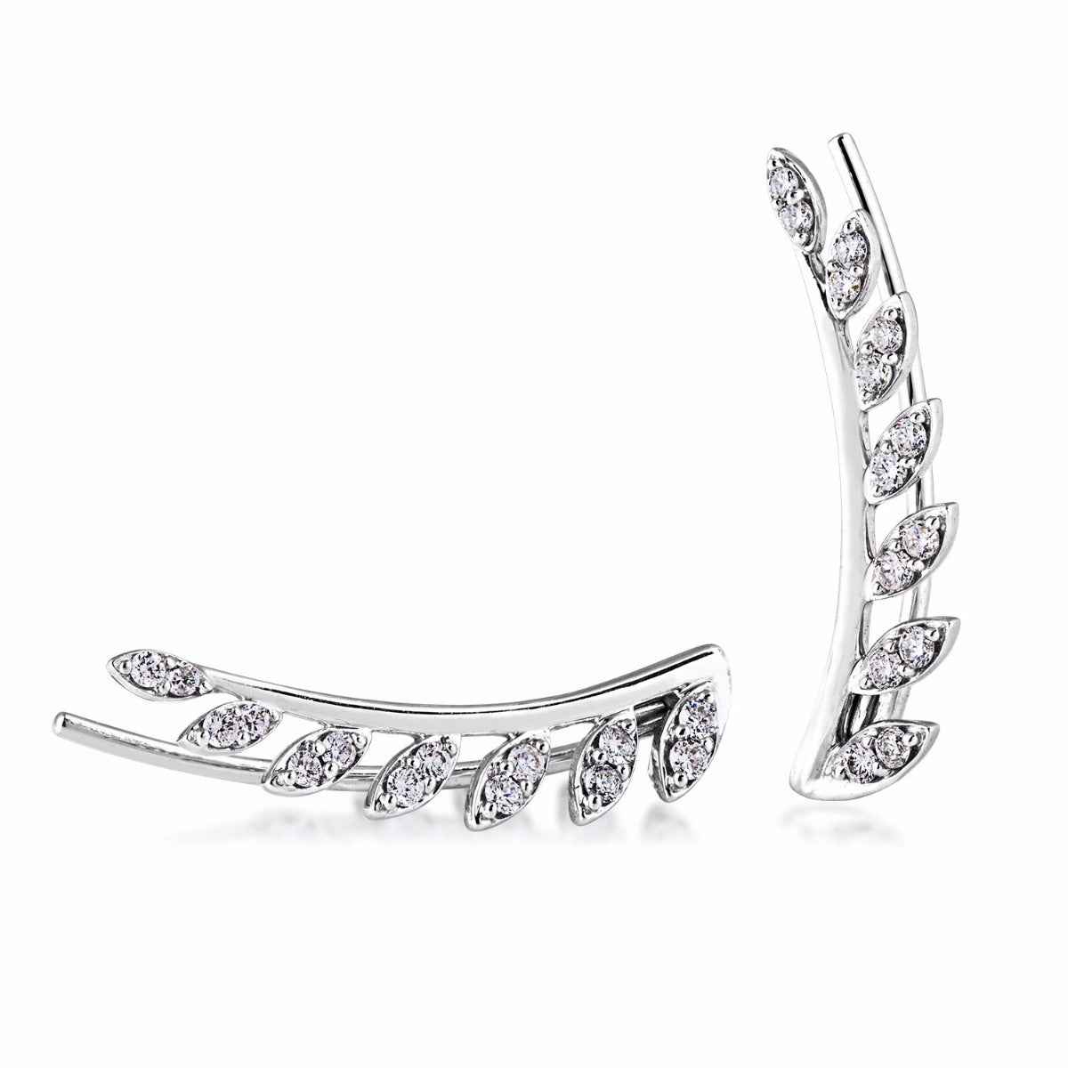 1/4 ct. tw. Diamond Leaf Inspired Ear Crawlers in 10K White Gold