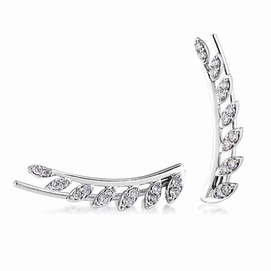 1/4 ct. tw. Diamond Leaf Inspired Ear Crawlers in 10K White Gold