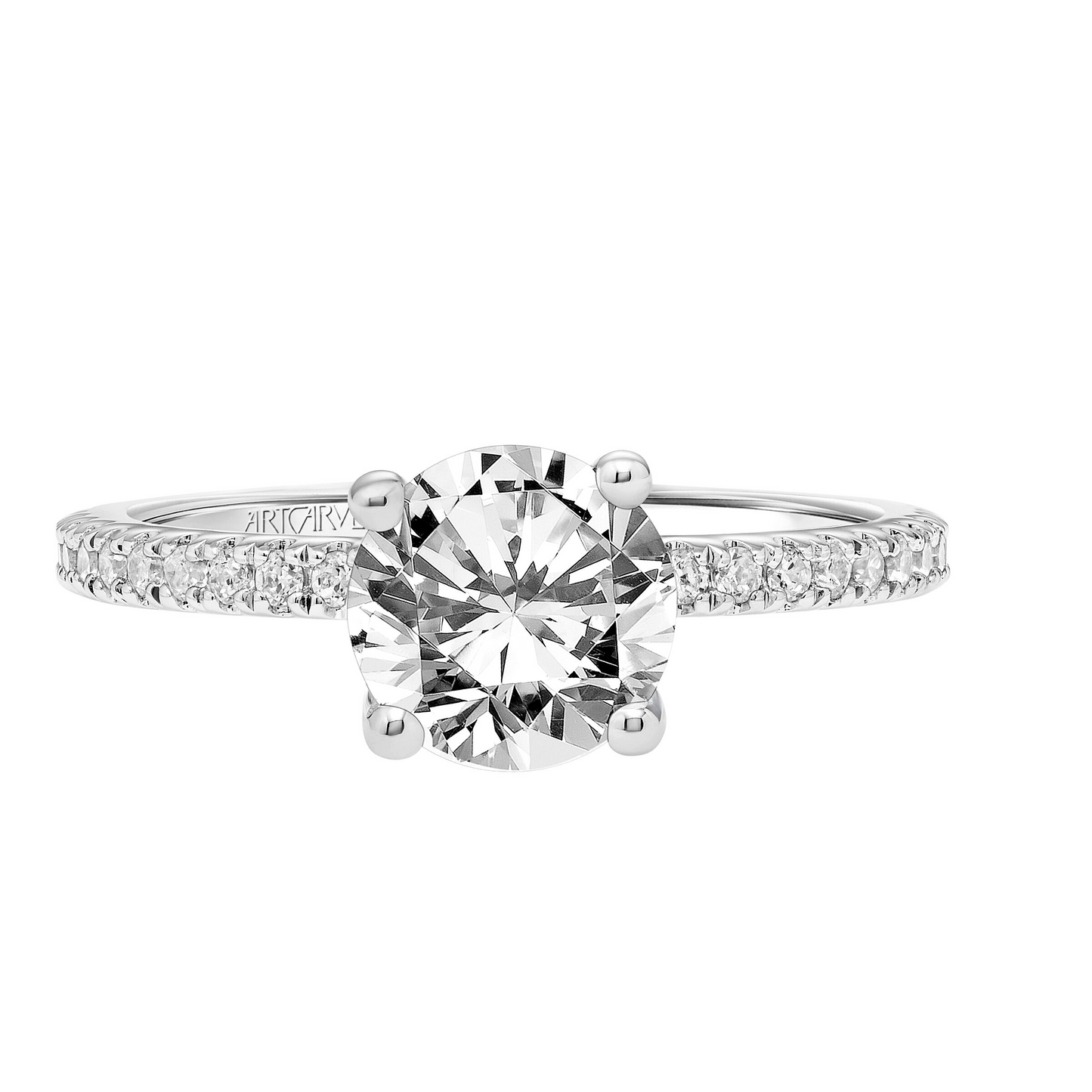 Artcarved Classic 1/3 ct. tw. Diamond Semi-Mount Engagement Ring in 14K White Gold close-up detail