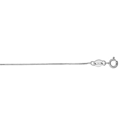 1mm 16-inch Box Chain 10K White Gold front view