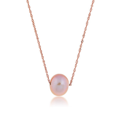 Ladies' Pink Freshwater Pearl Necklace in 14K Pink Gold