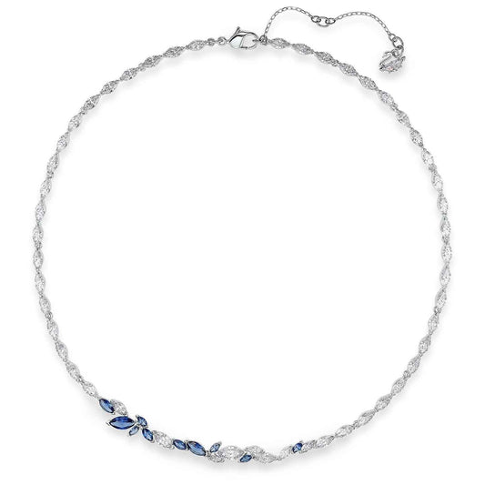 Swarovski Louison Dark Sapphire Blue Crystal Fashion Necklace in Silver Rhodium Plating