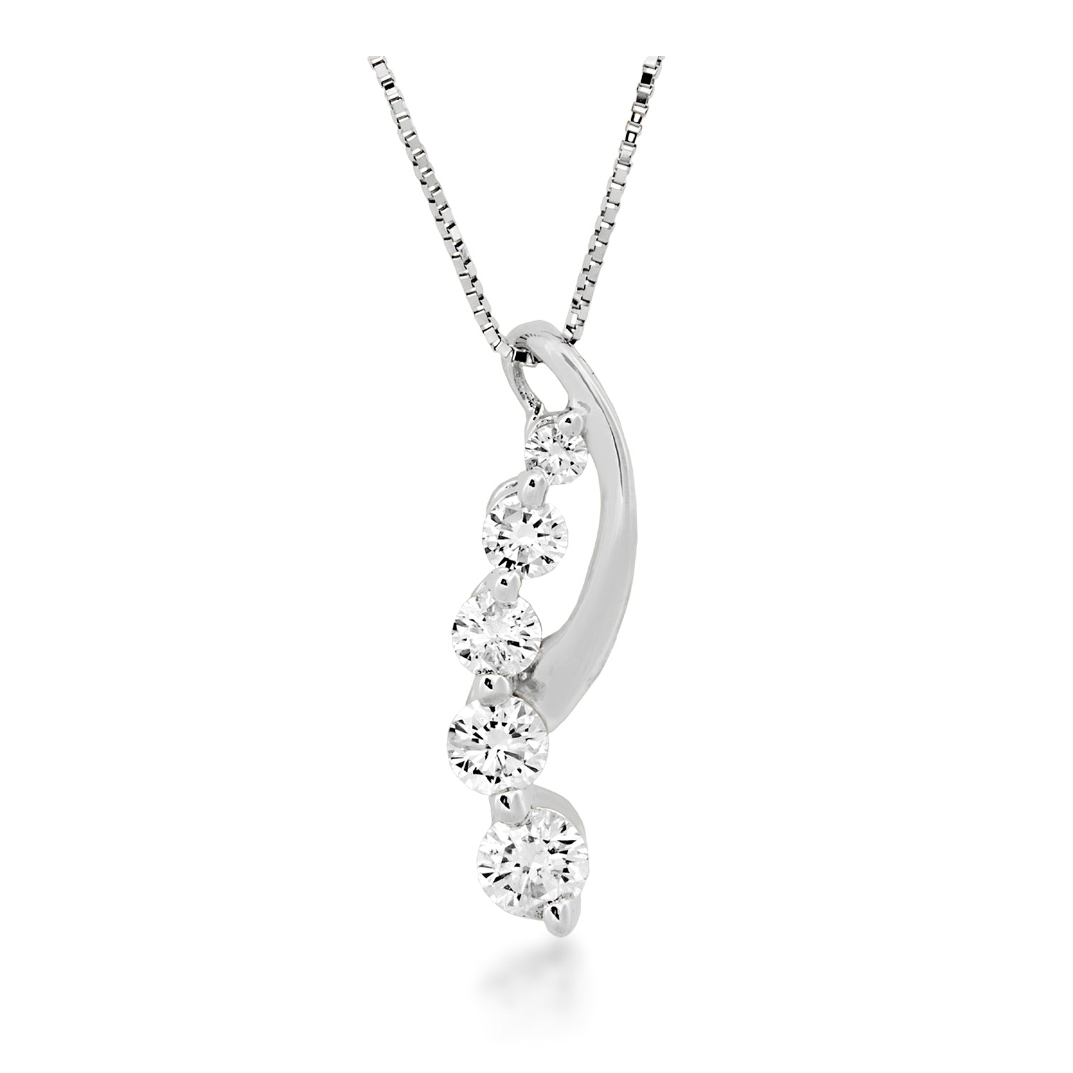 1/2 ct. tw. Round Brilliant Diamond Journey Pendant in 10K White Gold