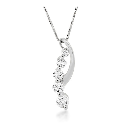 1/2 ct. tw. Round Brilliant Diamond Journey Pendant in 10K White Gold