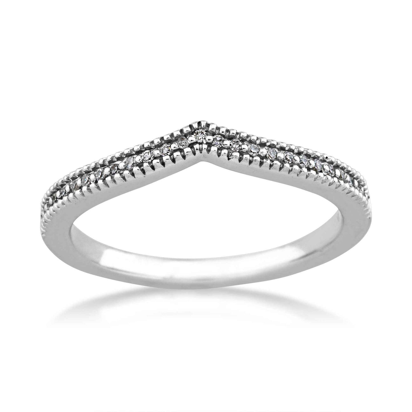 Perfect Match .06 ct. tw. Diamond Chevron Style Stackable Diamond Anniversary Ring in 10K White Gold