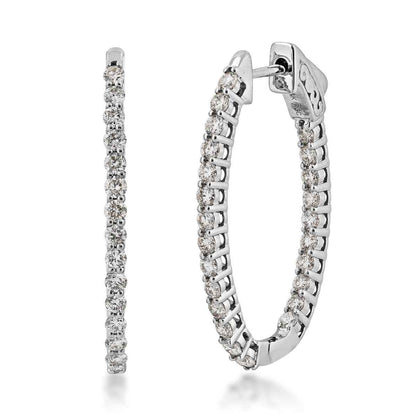 1-1/2 ct. tw. Diamond Inside Out Oval Hoop Earrings in 14K White Gold