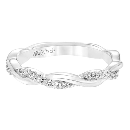 ArtCarved Contemporary .13 ct. tw. Diamond and Gold Twist Wedding Band in 14K White Gold