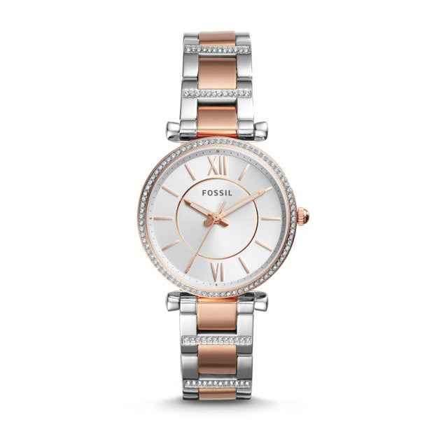Fossil Ladies' Carlie Three-Hand Two-Tone Stainless Steel Watch