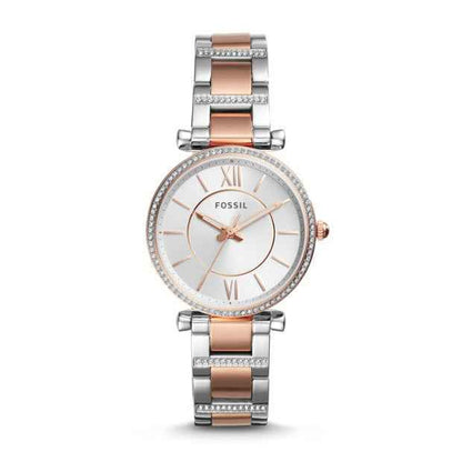 Fossil Ladies' Carlie Three-Hand Two-Tone Stainless Steel Watch