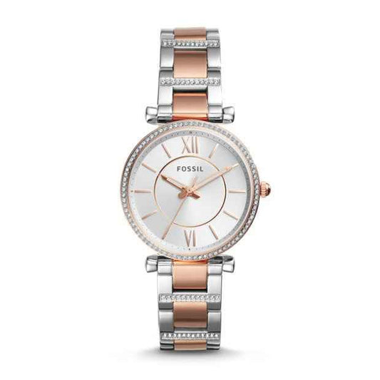 Fossil Ladies' Carlie Three-Hand Two-Tone Stainless Steel Watch