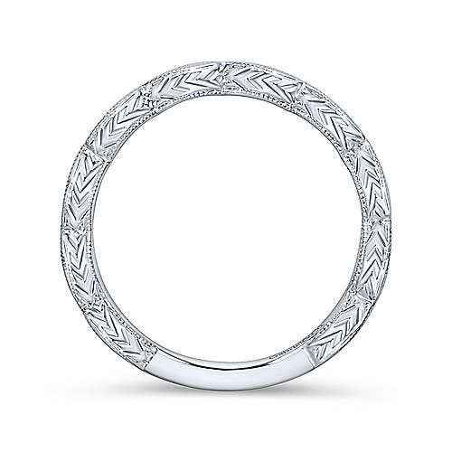 Gabriel & Co. 1/8 ct. tw. Vintage-Style Diamond Wedding Band with Milgrain Detailing in 14K White Gold front view