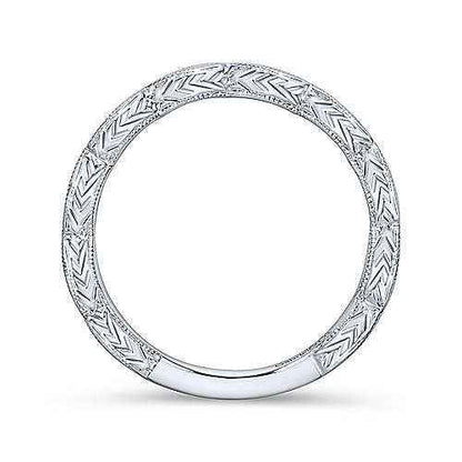 Gabriel & Co. 1/8 ct. tw. Vintage-Style Diamond Wedding Band with Milgrain Detailing in 14K White Gold front view