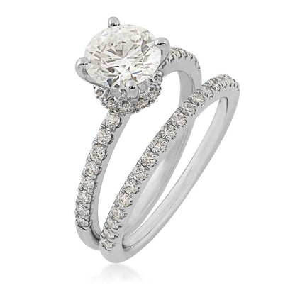 Adamante 1-3/4 ct. tw. Round Lab-Grown Diamond Wedding Set in 14K White Gold close-up detail