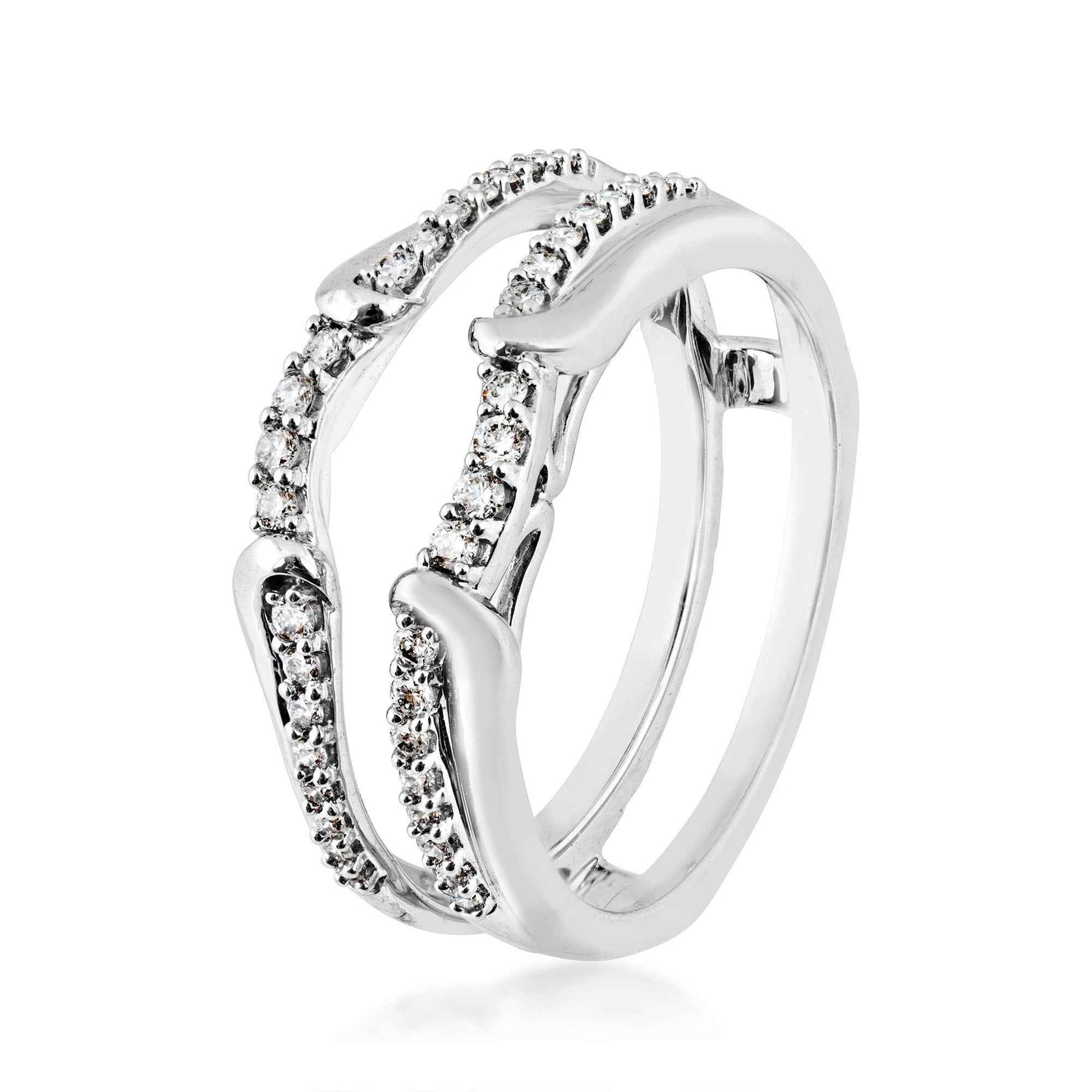 1/4 ct. tw. Diamond Wedding Ring Enhancer in 14K White Gold close-up detail