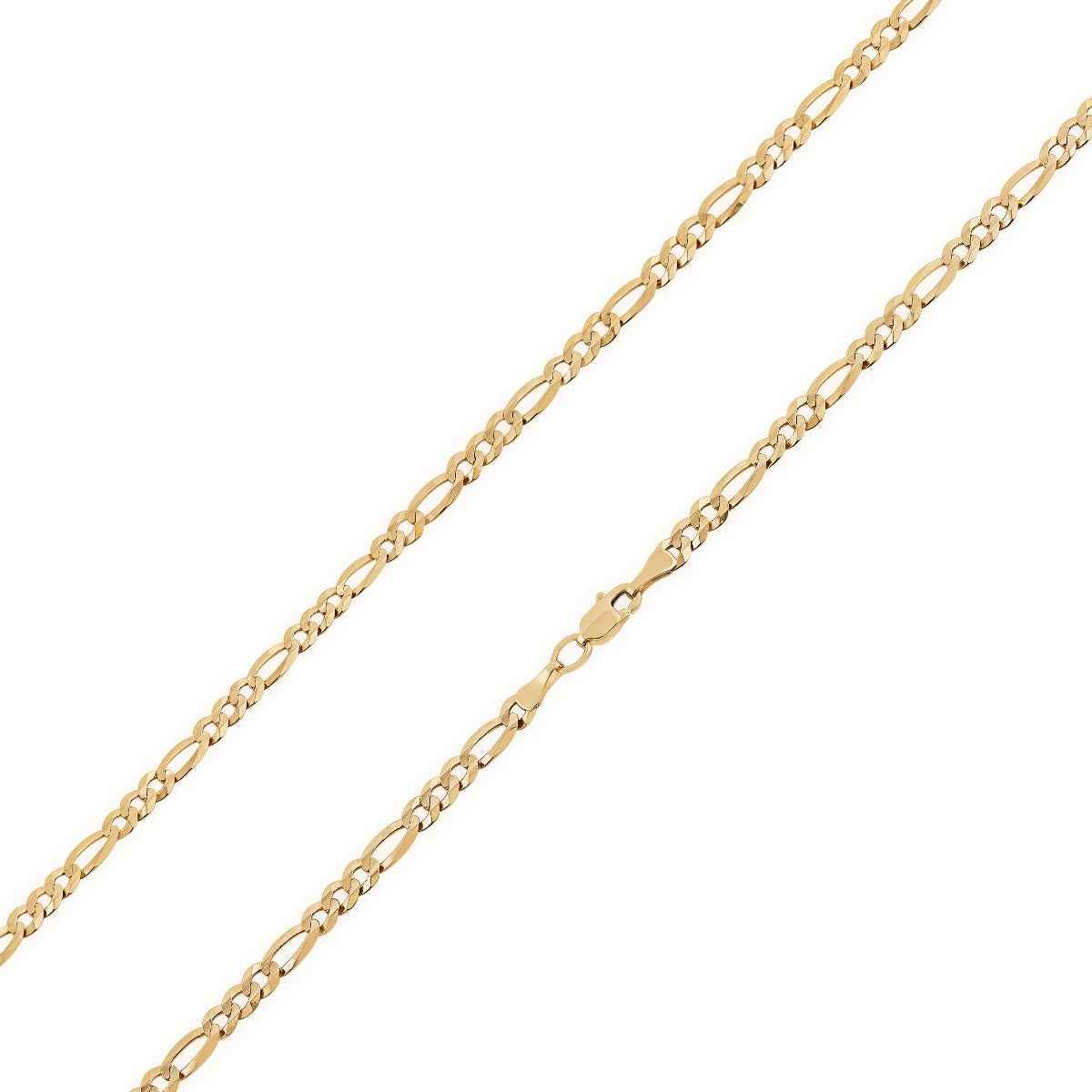 3.8mm 20-inch Solid Figaro Chain Necklace in 10K Yellow Gold front view