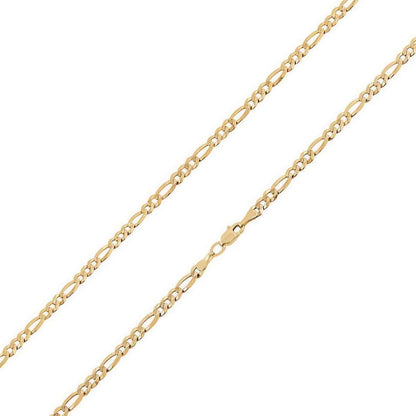 3.8mm 20-inch Solid Figaro Chain Necklace in 10K Yellow Gold front view