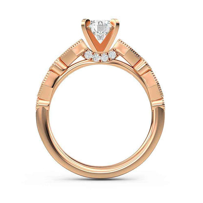 Designed With Love 1/5 ct. tw. Diamond Vintage-Inspired Milgrain Semi-Mount Engagement Ring in 14K Pink Gold close-up detail