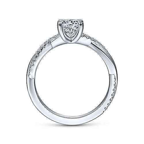 Gabriel & Co. 1/7 ct. tw. Round Brilliant Twist Semi-Mount Engagement Ring in 14K White Gold front view