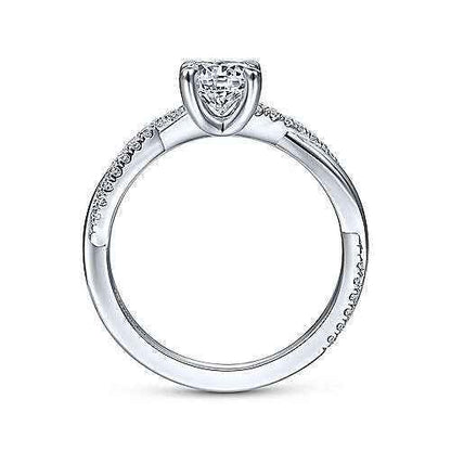 Gabriel & Co. 1/7 ct. tw. Round Brilliant Twist Semi-Mount Engagement Ring in 14K White Gold front view
