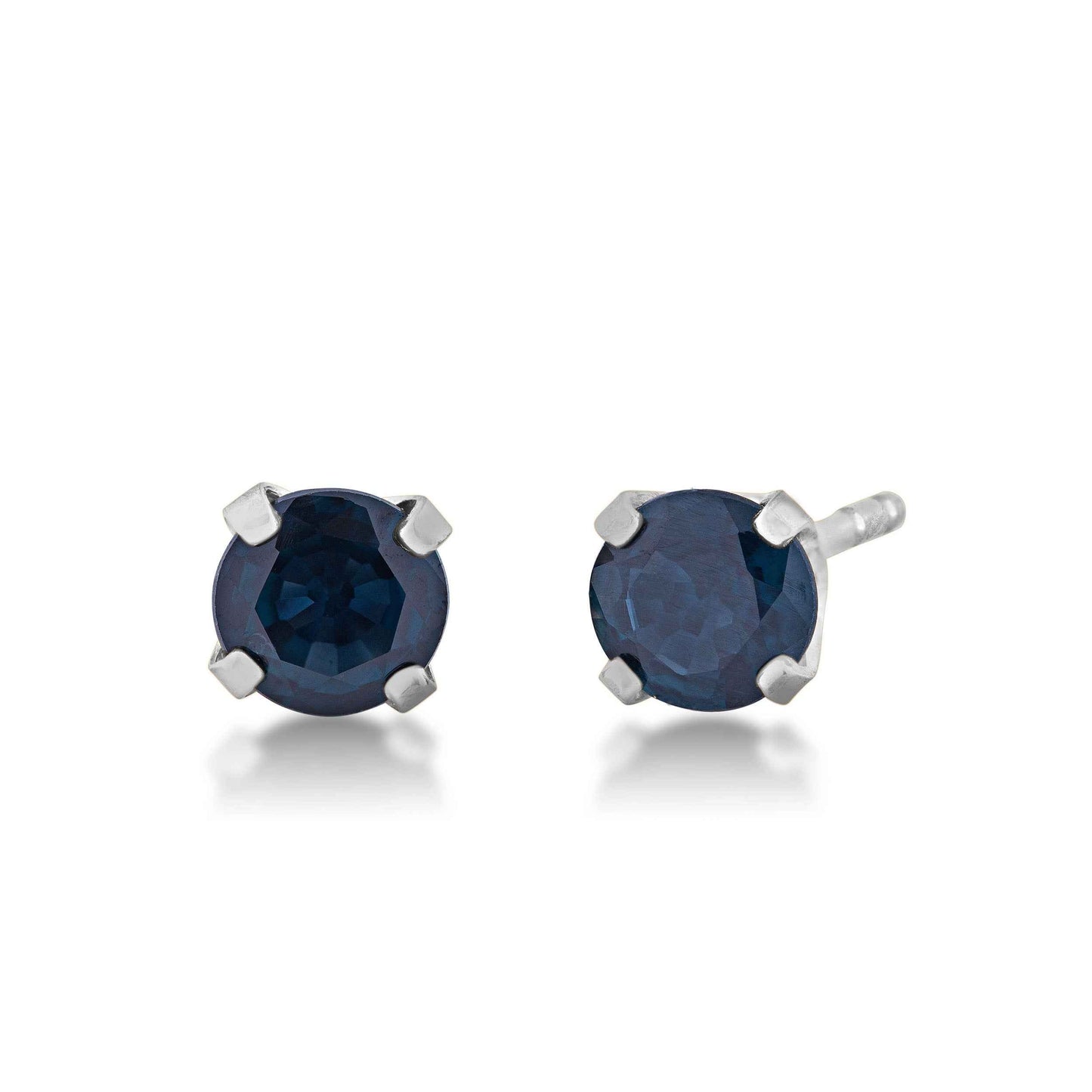 4mm Sapphire Solitaire Earrings in 14K White Gold