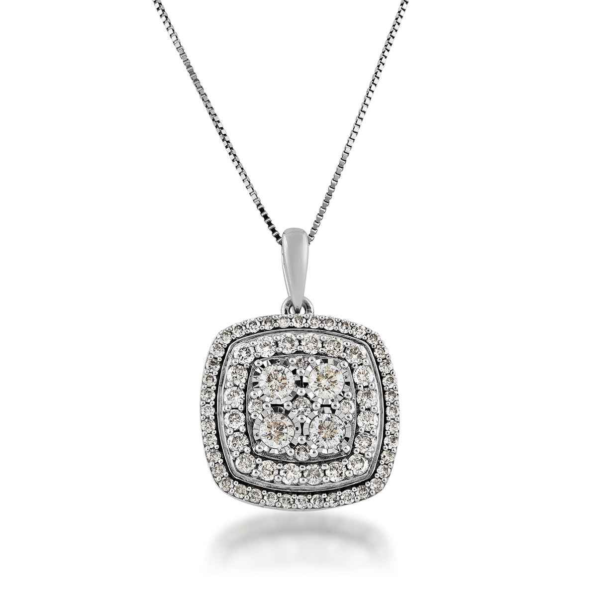 Fairytale Diamonds 1 ct. tw. Diamond Cluster Pendant in 10K White Gold