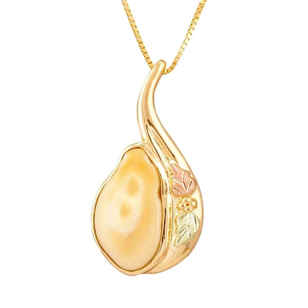 Ladies' Elk Ivory Black Hills Gold Pendant in 10K Yellow Gold