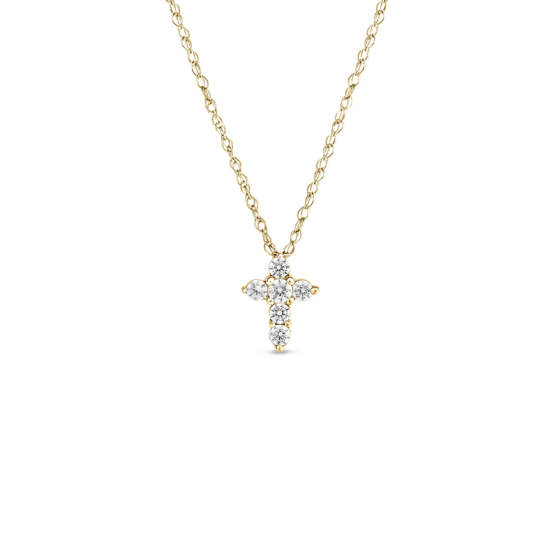 1/10 ct. tw. 6-Stone Diamond Cross Pendant in 10K Yellow Gold