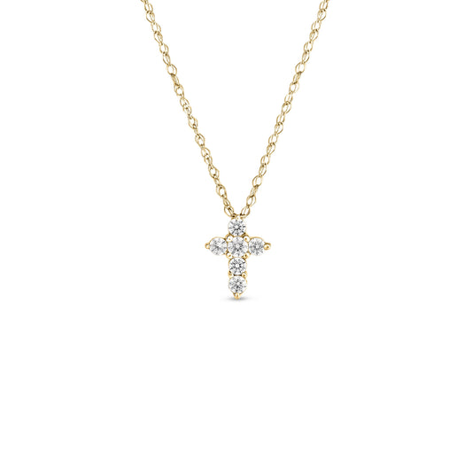 1/10 ct. tw. 6-Stone Diamond Cross Pendant in 10K Yellow Gold
