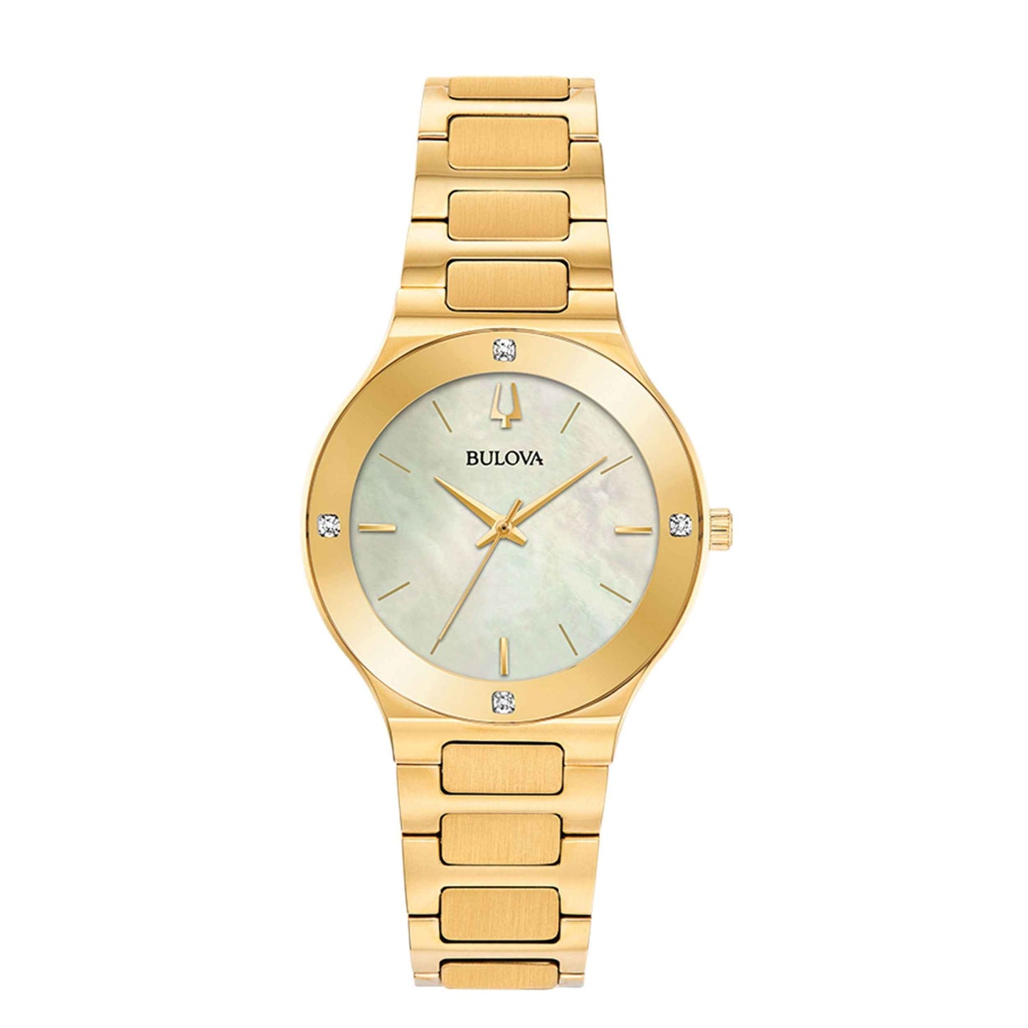 Bulova Ladies' Millenia Stainless Steel Watch with Champagne Mother-of-Pearl Dial and Gold-Tone Band
