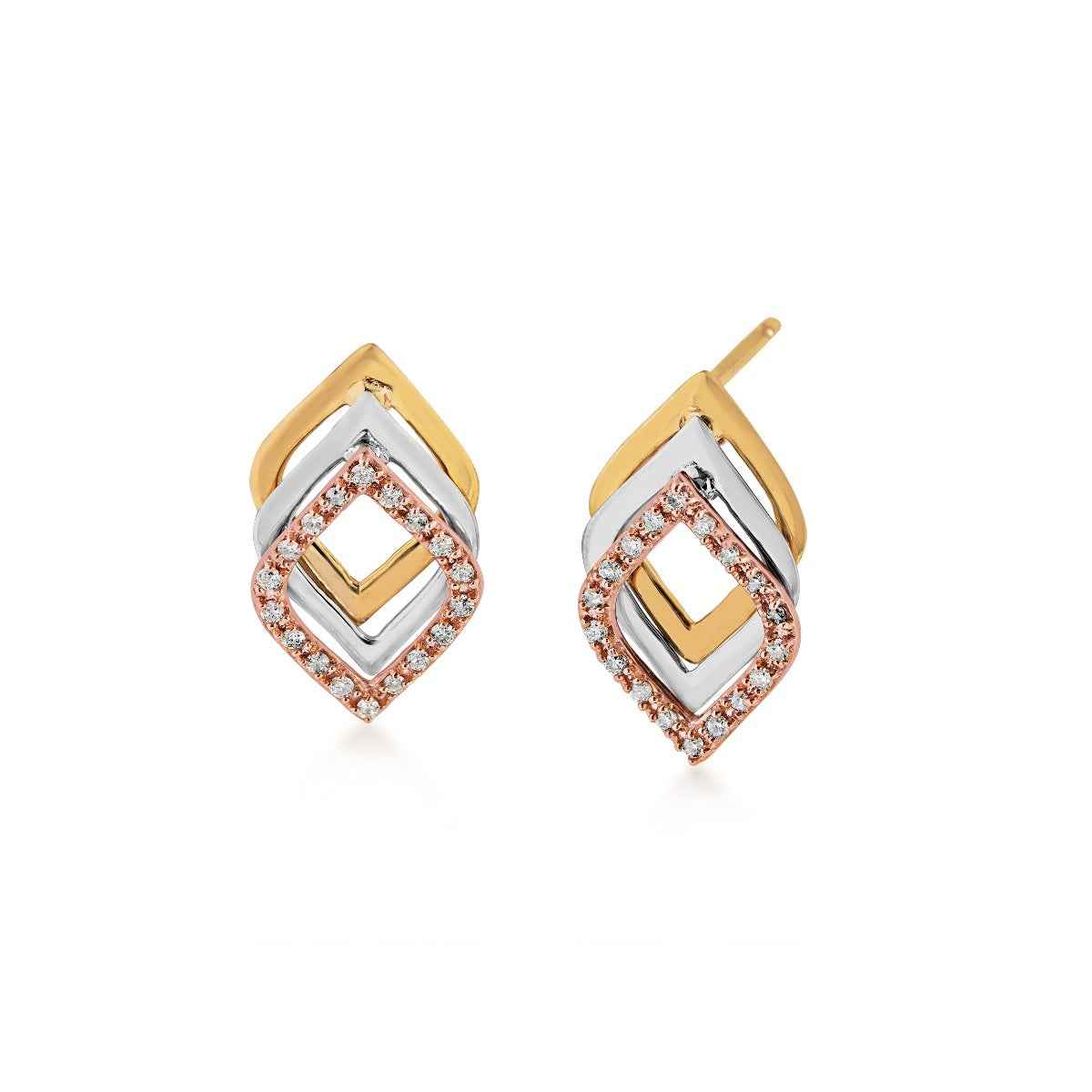 1/7 ct. tw. Diamond Fashion Earrings in 10K Tri-Tone Gold