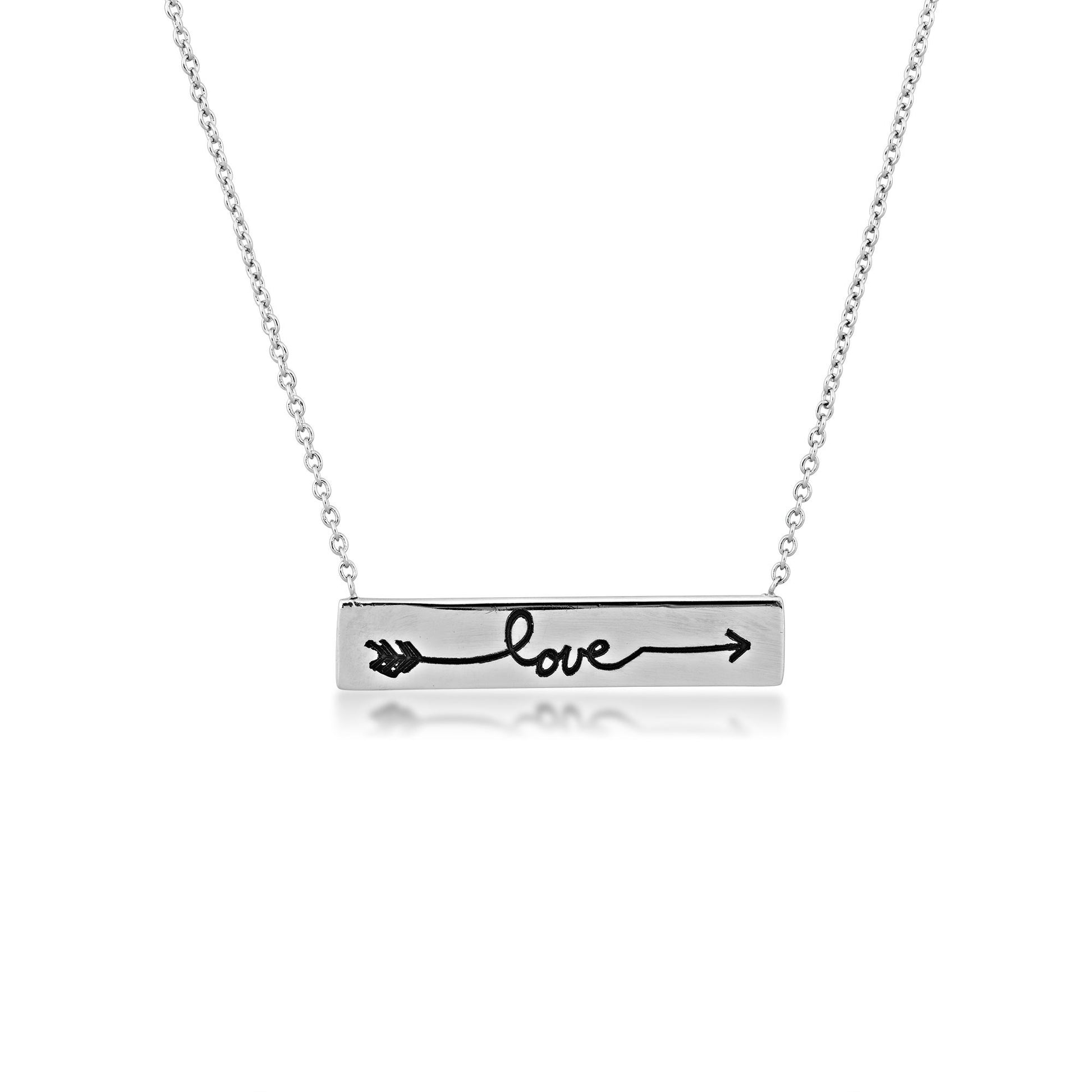 'Love' Arrow Bar Fashion Pendant in Sterling Silver
