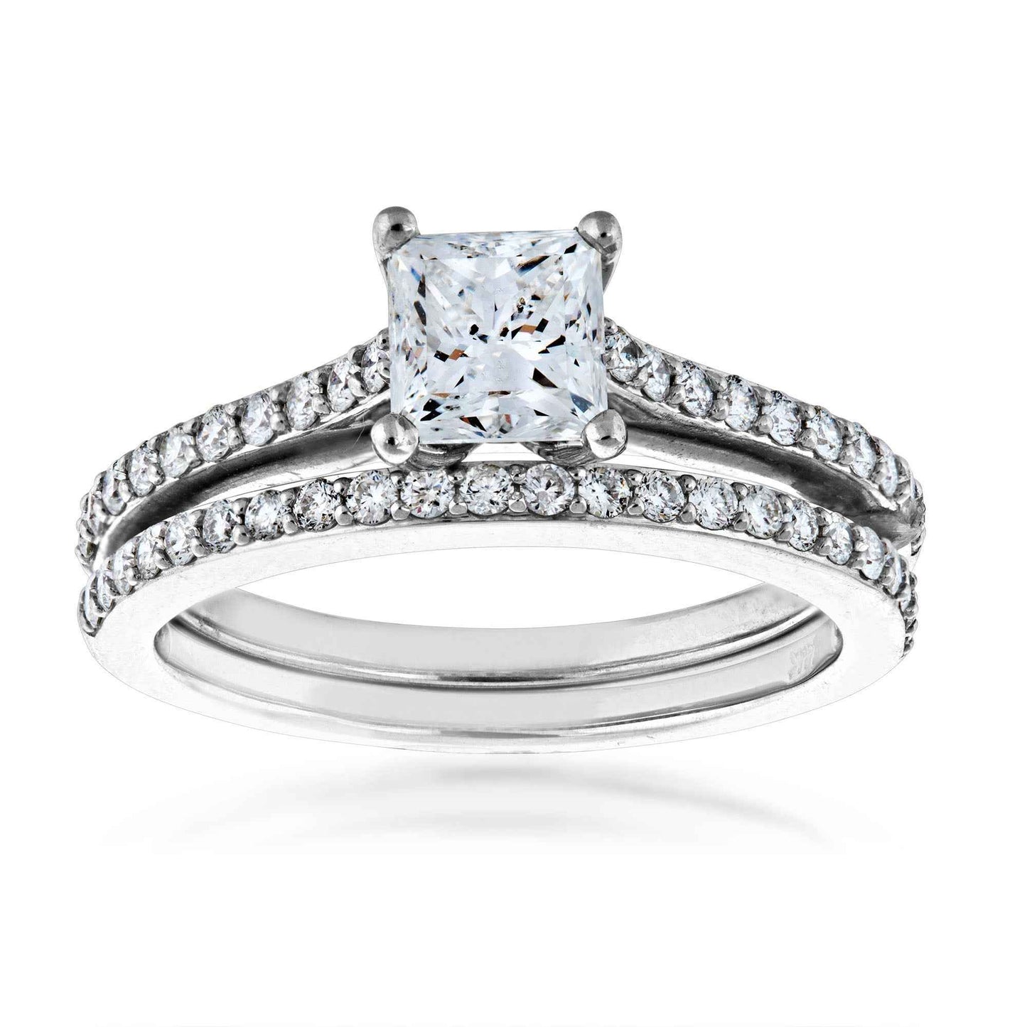 Noventa 1-1/2 ct. tw. Classic Princess Cut Noventa Diamond Wedding Set in 14K White Gold