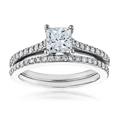 Noventa 1-1/2 ct. tw. Classic Princess Cut Noventa Diamond Wedding Set in 14K White Gold