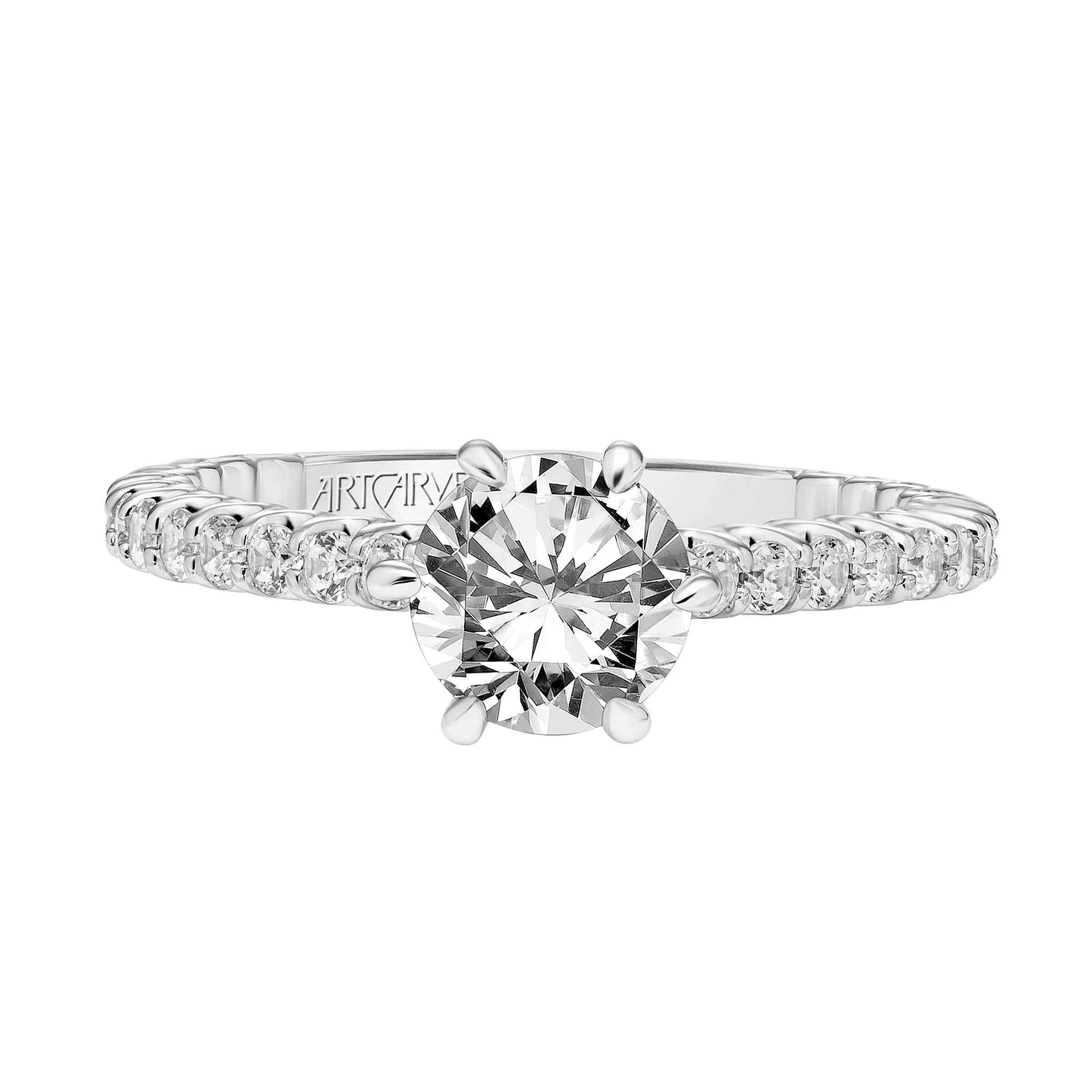 ArtCarved Contemporary 5/8 ct. tw. Round Diamond Semi-Mount Engagement Ring with Undercarriage Milgrain close-up detail