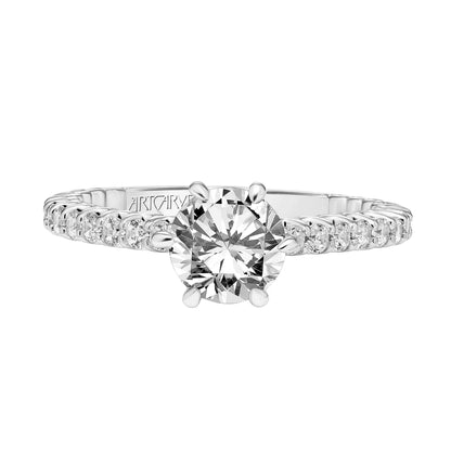 ArtCarved Contemporary 5/8 ct. tw. Round Diamond Semi-Mount Engagement Ring with Undercarriage Milgrain close-up detail