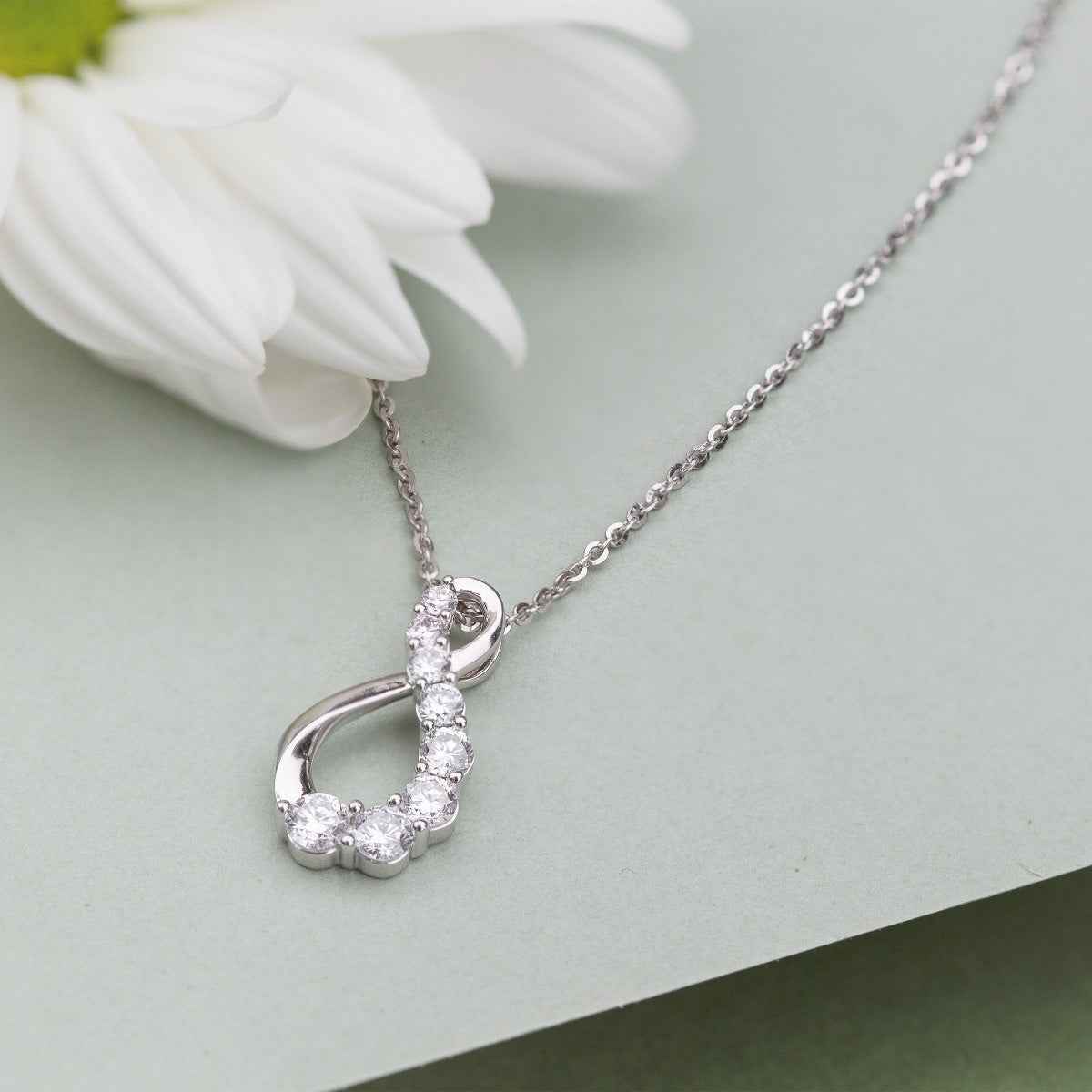 Adamante 3/4 ct. tw. Lab-Grown Diamond Journey Infinity Pendant in 10K White Gold front view