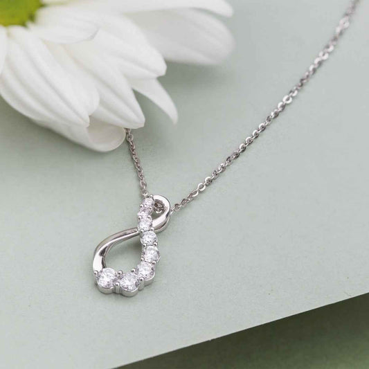 Adamante 3/4 ct. tw. Lab-Grown Diamond Journey Infinity Pendant in 10K White Gold front view