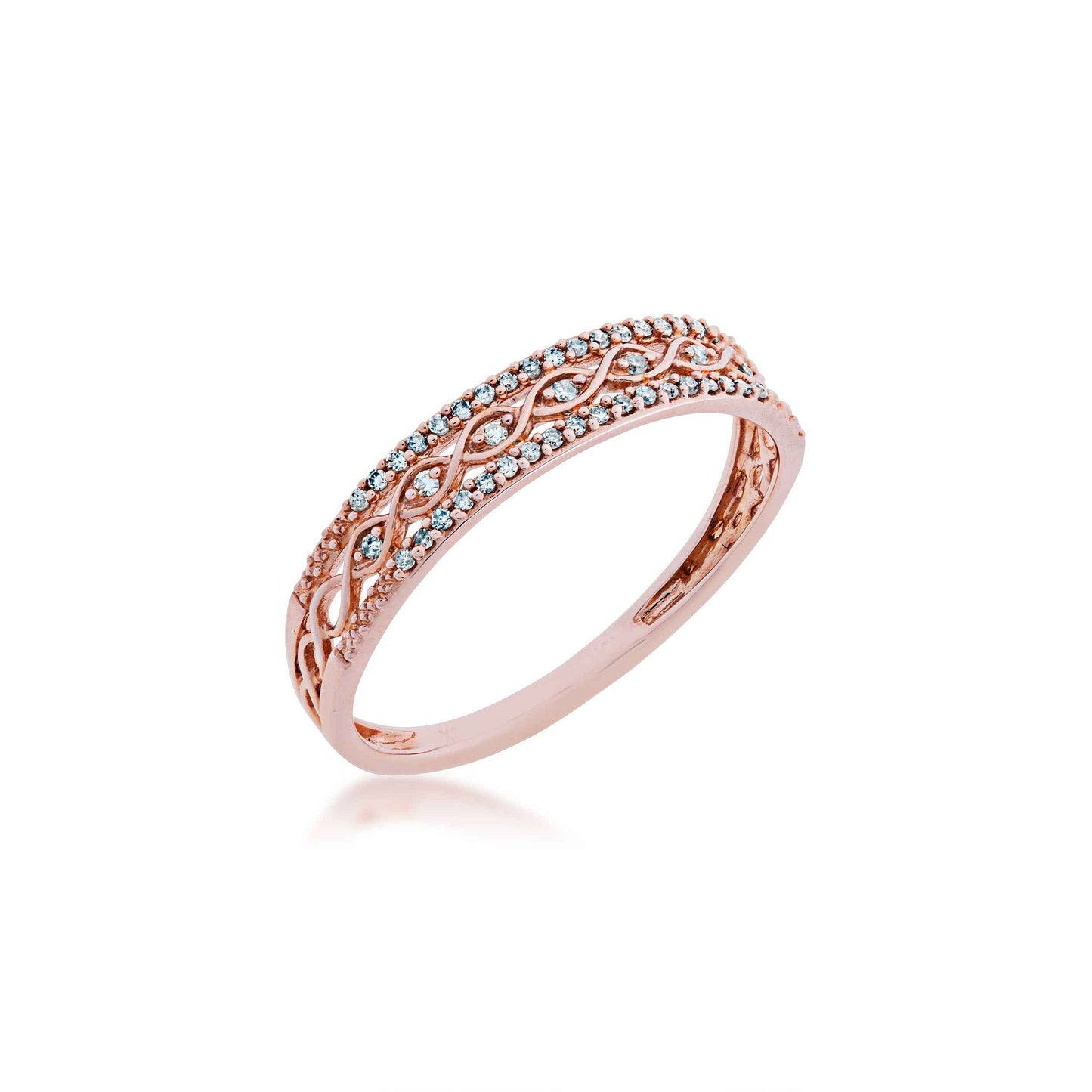 1/10 ct. tw. Diamond Fashion Band with Filigree and Infinity Inspired Design in 10K Pink Gold front view