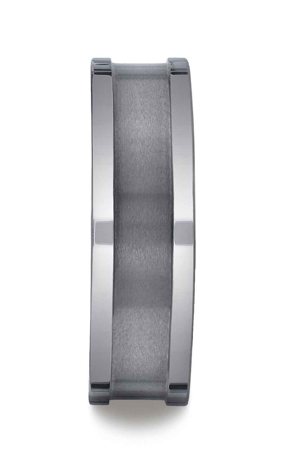 BENCHMARK Mens 7MM Tungsten Wedding Band with Brushed Center front view