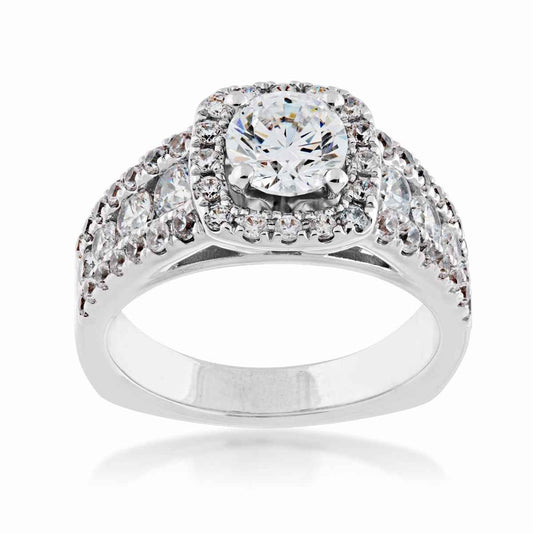 Valina 1.23 ct. tw. Round Diamond Band & Halo Semi-Mount Engagement Ring in 14K White Gold
