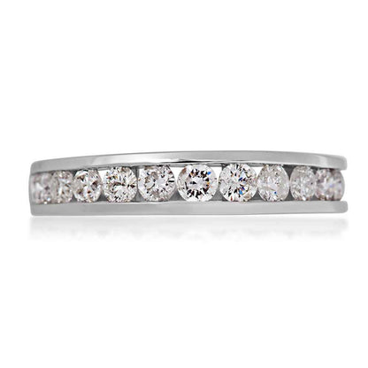 1 ct. tw. Round Diamond Channel Set Anniversary Ring in 10K White Gold front view