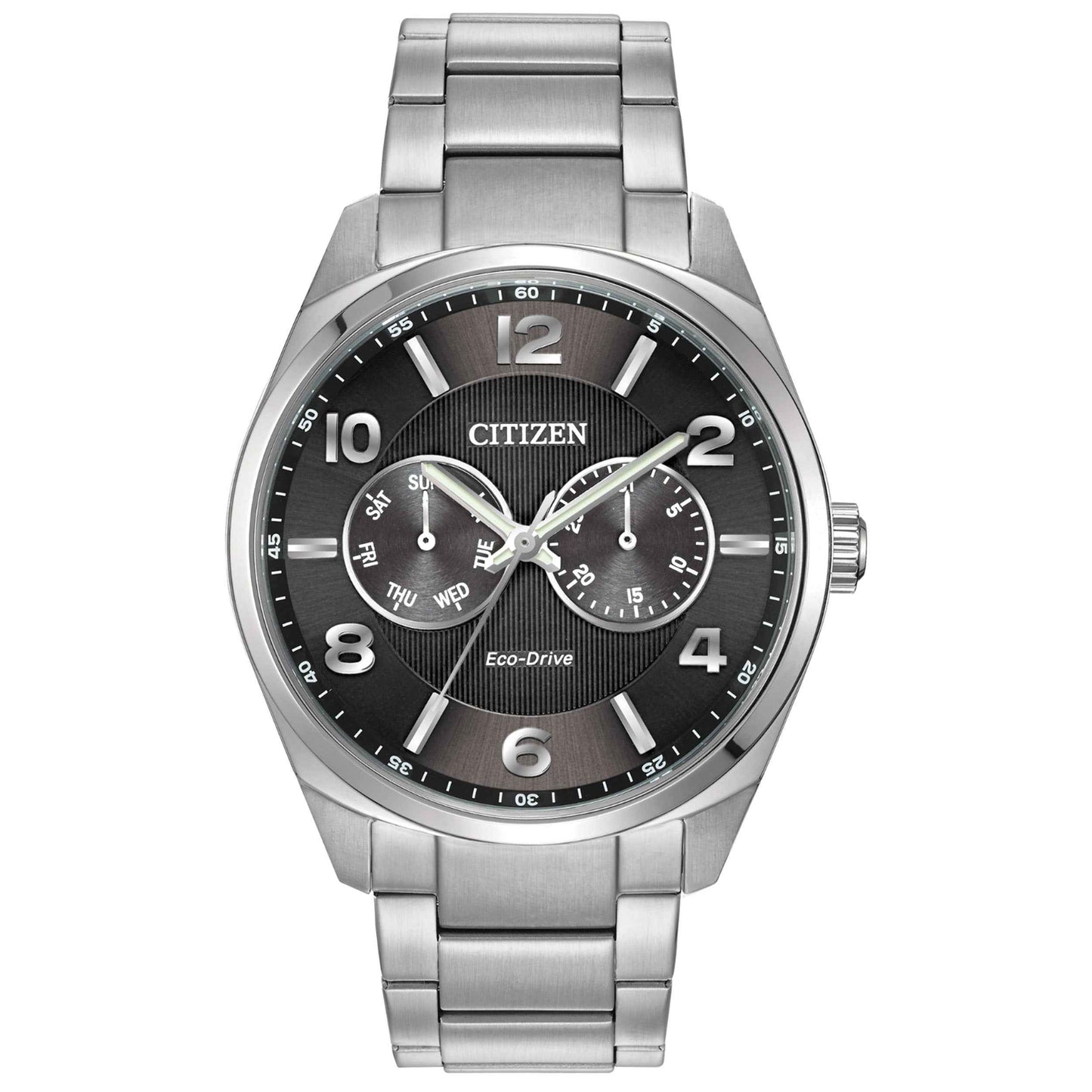 Citizen Corso Men's Modern Black Dial Watch with Date Feature in Stainless Steel