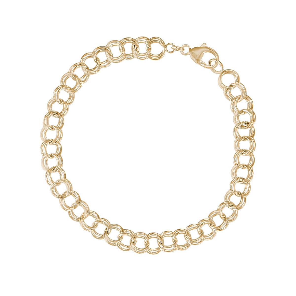 7-inch Double Link Charm Bracelet in 14K Yellow Gold