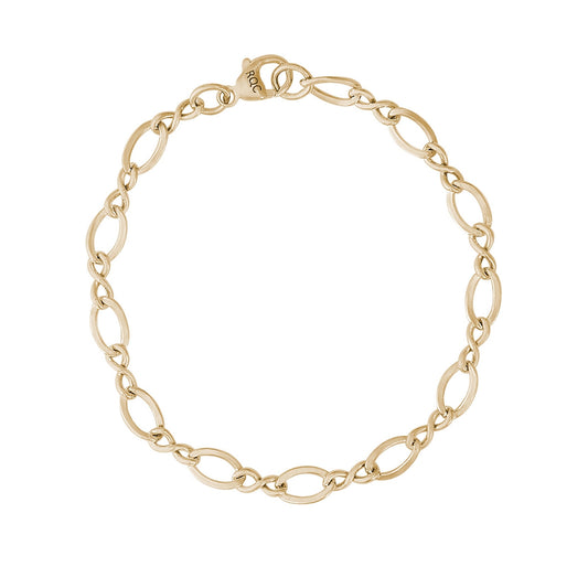 7-inch Large Figure Eight Link Charm Bracelet in 14K Yellow Gold