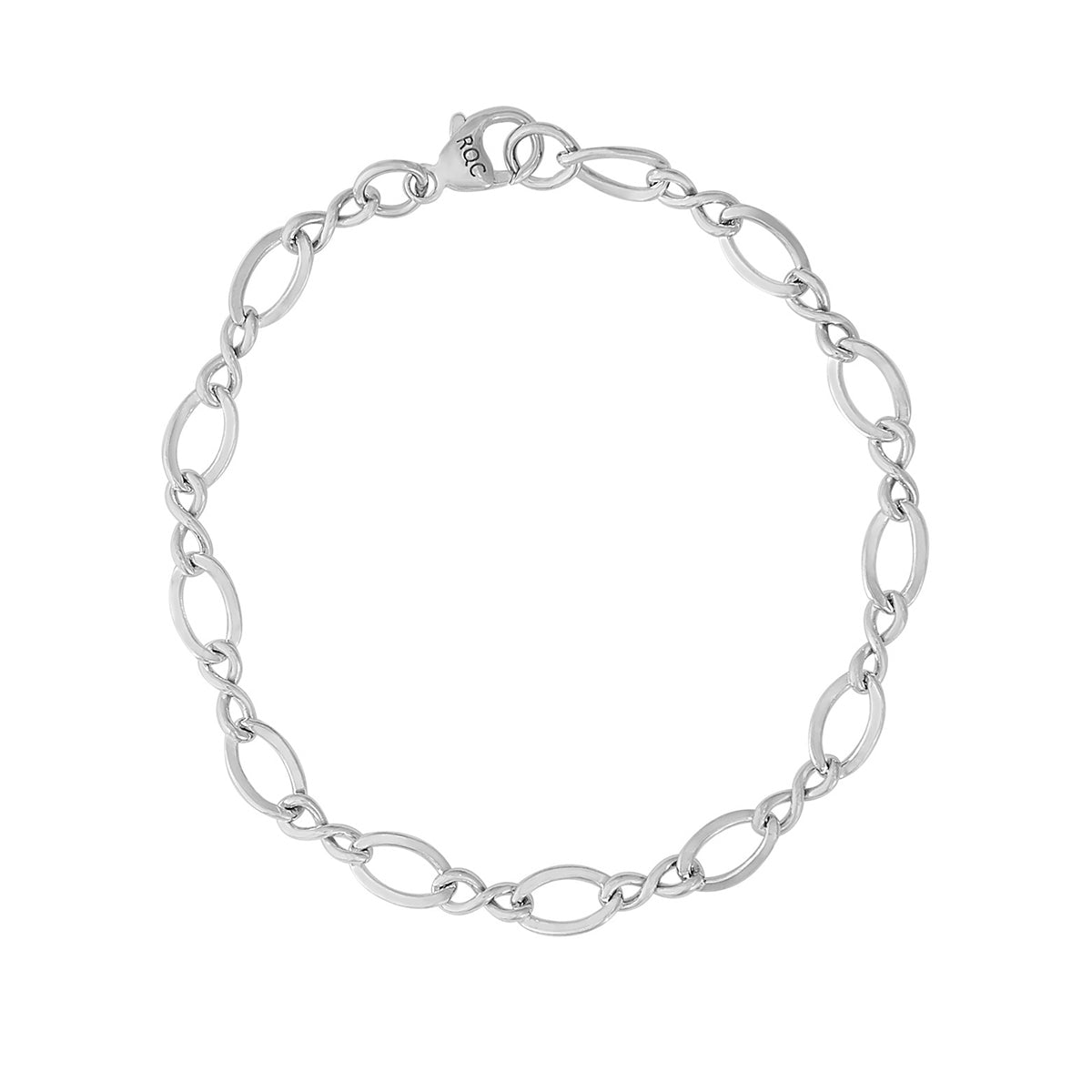 7-inch Large Figure Eight Link Charm Bracelet in Sterling Silver